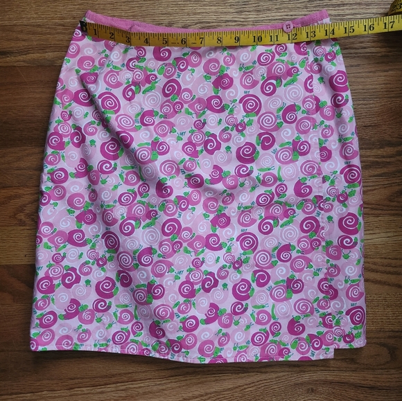 Lilly Pulitzer Reversible Pink Snail/ Green Palm&Pink Elifant Wrap Skirt… - Picture 9 of 11